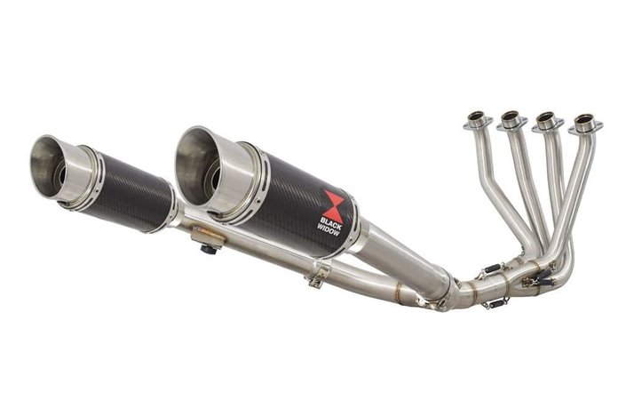 4-2 Exhaust System + 200mm Round Carbon Silencers HONDA CBR 1100 XX Blackbird Black Widow