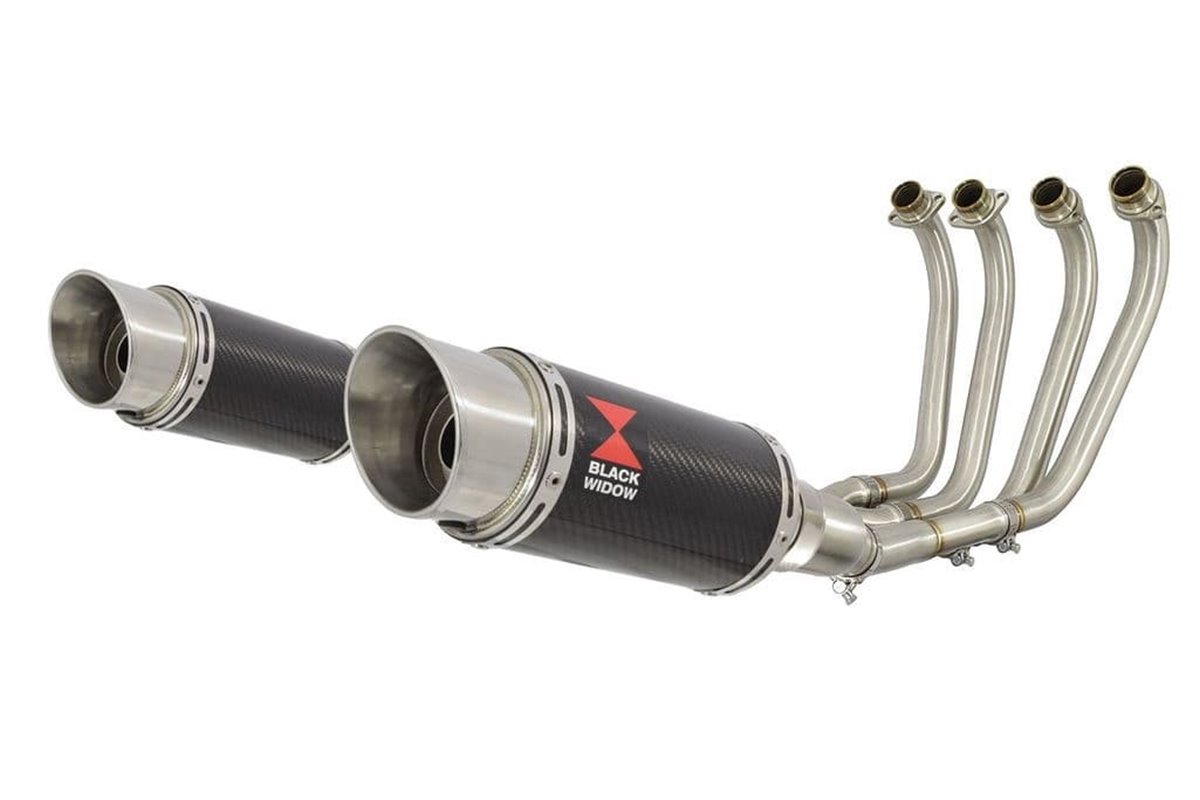 4-2 Exhaust System 200mm Round Carbon Silencers YAMAHA XJR1200 XJR 1200 Black Widow