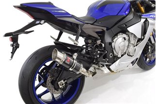 De Cat Edelstahlkrümmer + 200 mm Runder Carbon-Schalldämpfer YAMAHA YZF-R1 R1M 2015-2021 Black Widow