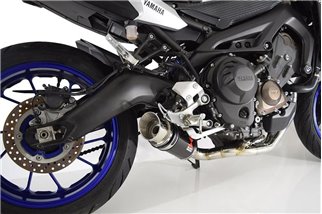 Scarico De-Cat Silenziatore Rotondo In Carbonio Da 200 mm YAMAHA MT09 2013-2020 Black Widow