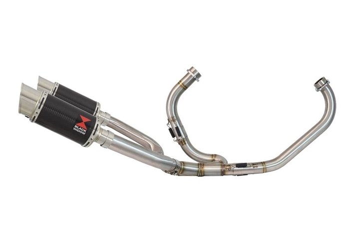 Exhaust System + 200mm Round Carbon Silencers HONDA VTR1000F Superhawk (SC36) Black Widow