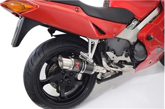 Ligne D'Échappement Complète + Silencieux Carbone Rond 200mm HONDA VFR800F VFR 800 1997-2003 (RC46) Black Widow