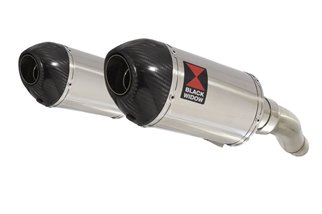 Twin Exhaust Silencers 200mm Oval Stainless Carbon Tip TRIUMPH Triumph Street Triple 675 2007-2012 Black Widow