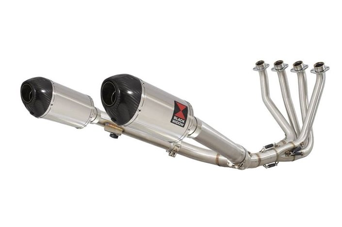 4-2 Exhaust System + 200mm Oval Stainless Carbon Tip Silencers HONDA CB 1100 X11 Black Widow