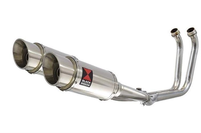 2-2 Full Exhaust System with 200mm Round Stainless Silencers YAMAHA TDM 900 Black Widow