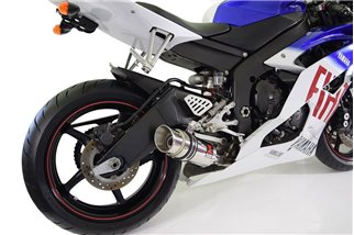 De-Cat-Auspuffanlage 200 mm Runder Edelstahl-Schalldämpfer YAMAHA R6 YZF600 2006-2016 Black Widow