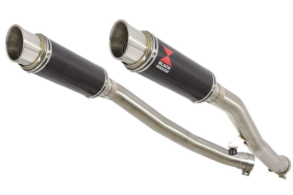 4-2 Exhaust Silencers 230mm GP Round Carbon KAWASAKI ZZR 1400 Ninja ZX14 2008-2011 Black Widow