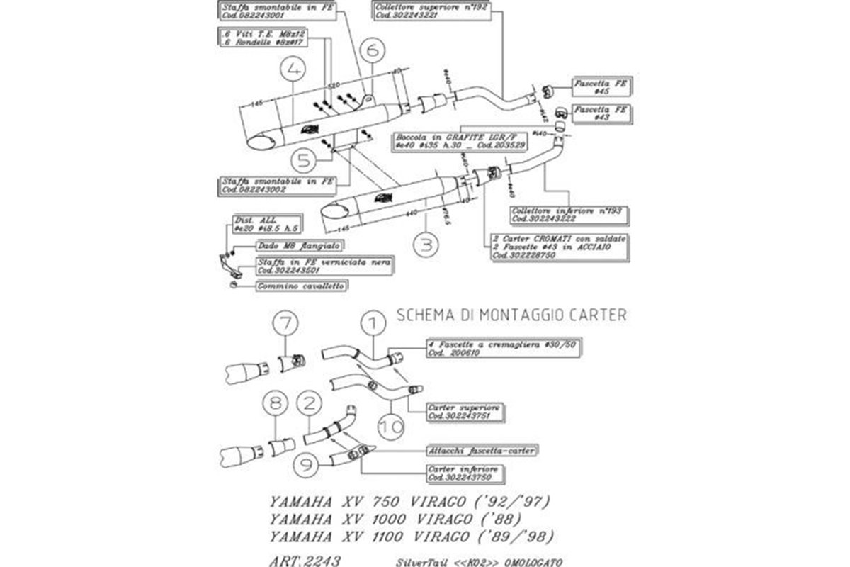 Schalldämpfer Leovince K02 Yamaha Xv Virago 1100 1989 - 1998