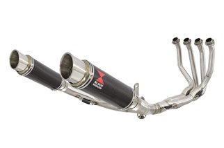 4-2 De-Cat Performance Exhaust System 230mm GP Round Carbon Silencers KAWASAKI Z900RS & Cafe Black Widow