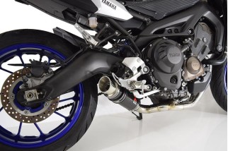 De-cat Exhaust System 230mm GP Round Carbon Silencer YAMAHA MT09 2013-2020 Black Widow