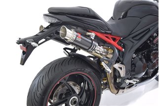 Twin Exhaust Silencer Kit 230mm GP Round Carbon TRIUMPH Speed Triple 1050 S R 2011-2015 Black Widow