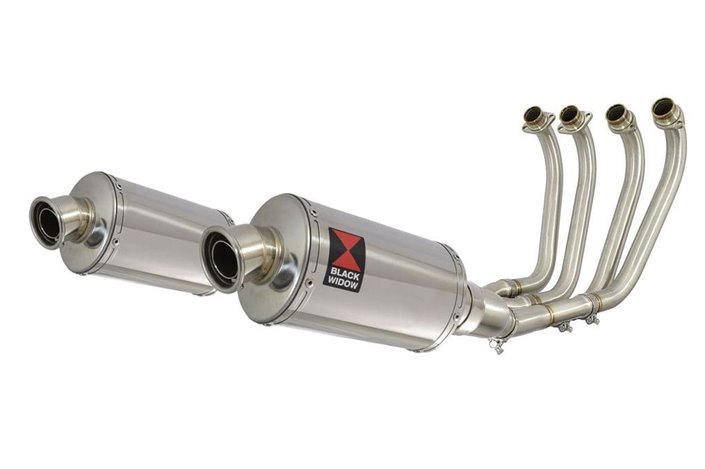 4-2 Exhaust System 230mm Oval Stainless Silencers YAMAHA XJR1300 XJR 1300 1998 - 2006 Black Widow