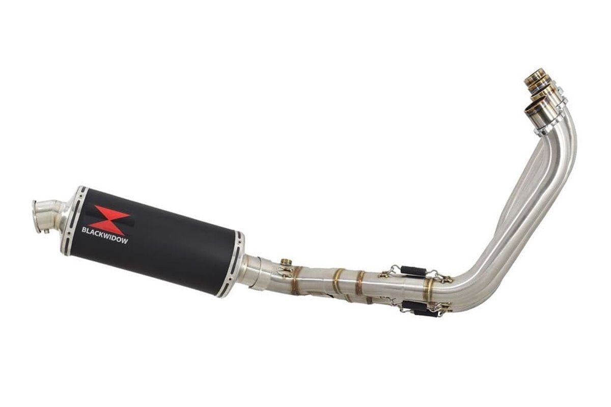 Low Level De-Cat Exhaust System 300mm Oval Black Stainless Silencer HONDA CBR650R 2019-2020 Black Widow