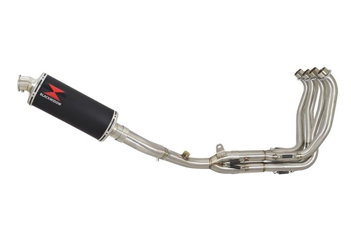 Performance De Cat Exhaust System + 300mm Oval Black Stainless Silencer SUZUKI GSR 750 2011-2016 Black Widow