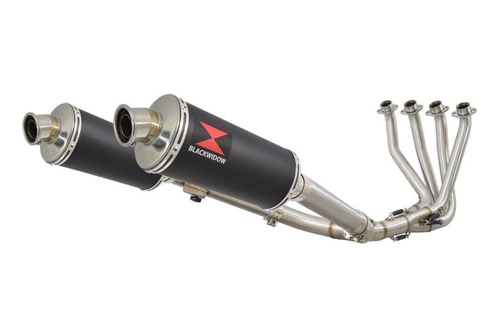 4-2 Exhaust System + 300mm Oval Black Stainless Silencers HONDA CBR 1100 XX Blackbird Black Widow