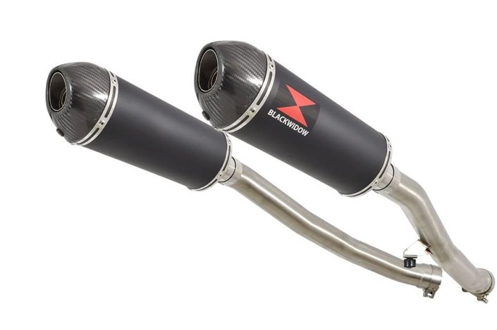 4-2 Exhaust Silencers 300mm Oval Black Stainless Carbon Tip KAWASAKI ZZR 1400 Ninja ZX14 2008-2011 Black Widow