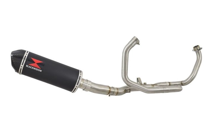 De Cat Race Exhaust System + 300mm Oval Black Stainless Carbon Tip Silencer SUZUKI SFV 650 Gladius 2009-2016 Black Widow