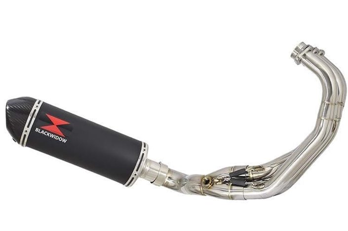 De-Cat Exhaust System 300mm Oval Black Stainless Carbon Tip Silencer YAMAHA FJ09 FZ09 Black Widow