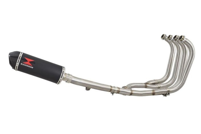 4-1 Full Exhaust System + 300mm Oval Black Stainless Carbon Tip Silencer SUZUKI GSX1400 Black Widow