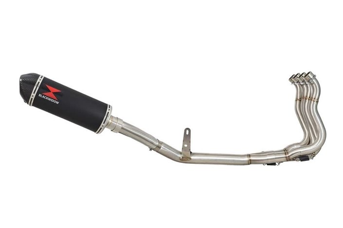 De-Cat Race Full Exhaust System + 300mm Oval Black Stainless Carbon Tip Silencer SUZUKI GSX-S 1000 F Black Widow