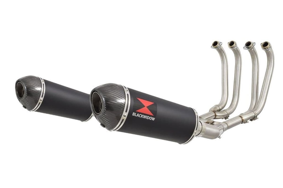 4-2 Exhaust System 300mm Oval Black Stainless Carbon Tip Silencers SUZUKI GSX1400 Black Widow