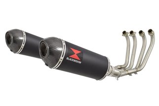 4-2 Exhaust System 300mm Oval Black Stainless Carbon Tip Silencers YAMAHA XJR1200 XJR 1200 Black Widow