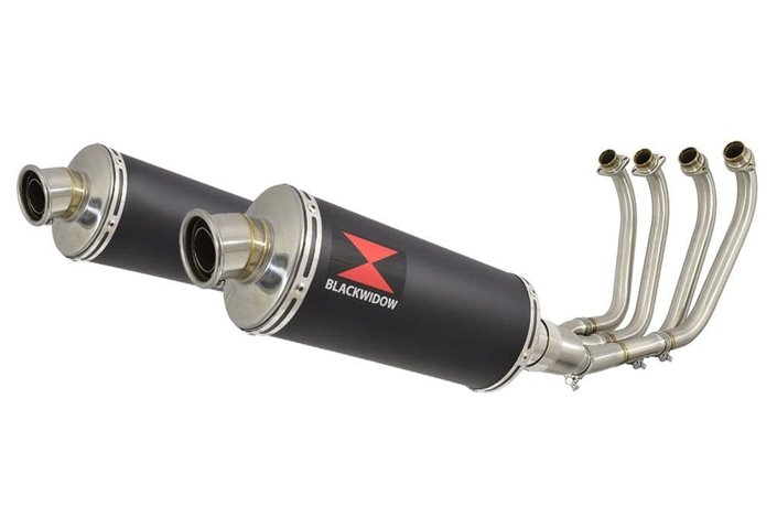 4-2 Exhaust System 300mm Oval Black Stainless Silencers YAMAHA XJR1300 XJR 1300 1998 - 2006 Black Widow