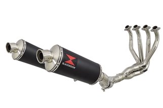 4-2 De Cat Exhaust System 300mm Oval Black Stainless Silencers KAWASAKI Z1000 Z1000 R 2010-2020 Black Widow