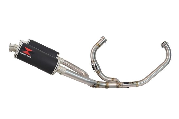 Exhaust System 300mm Oval Black Stainless Silencers HONDA VTR1000 F Firestorm (SC36) Black Widow