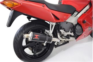 Ligne D'Échappement Complète + Silencieux Ovale 300mm En Inox Noir HONDA VFR800F VFR 800 1997-2003 (RC46) Black Widow