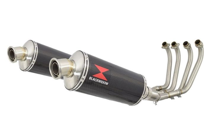 4-2 Exhaust System 300mm Oval Carbon Silencers YAMAHA XJR1200 XJR 1200 Black Widow