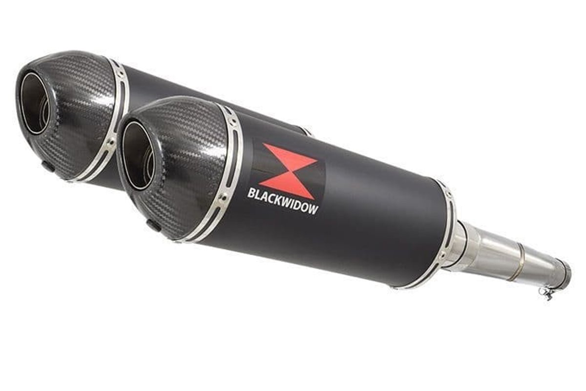 Exhaust Silencers 300mm Oval Black Stainless Carbon Tips HONDA GL1500 Goldwing Black Widow