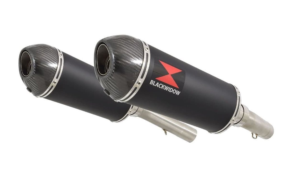 Exhaust Silencers 300mm Black Stainless + Carbon Tip APRILIA SL1000 Falco 1999-2005 Black Widow