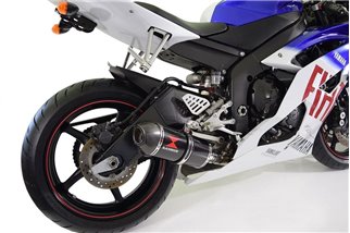 De-Cat-Auspuffanlage 300 mm Ovaler Schalldämpfer Mit Edelstahl-Carbonspitze YAMAHA R6 YZF600 2006-2016 Black Widow