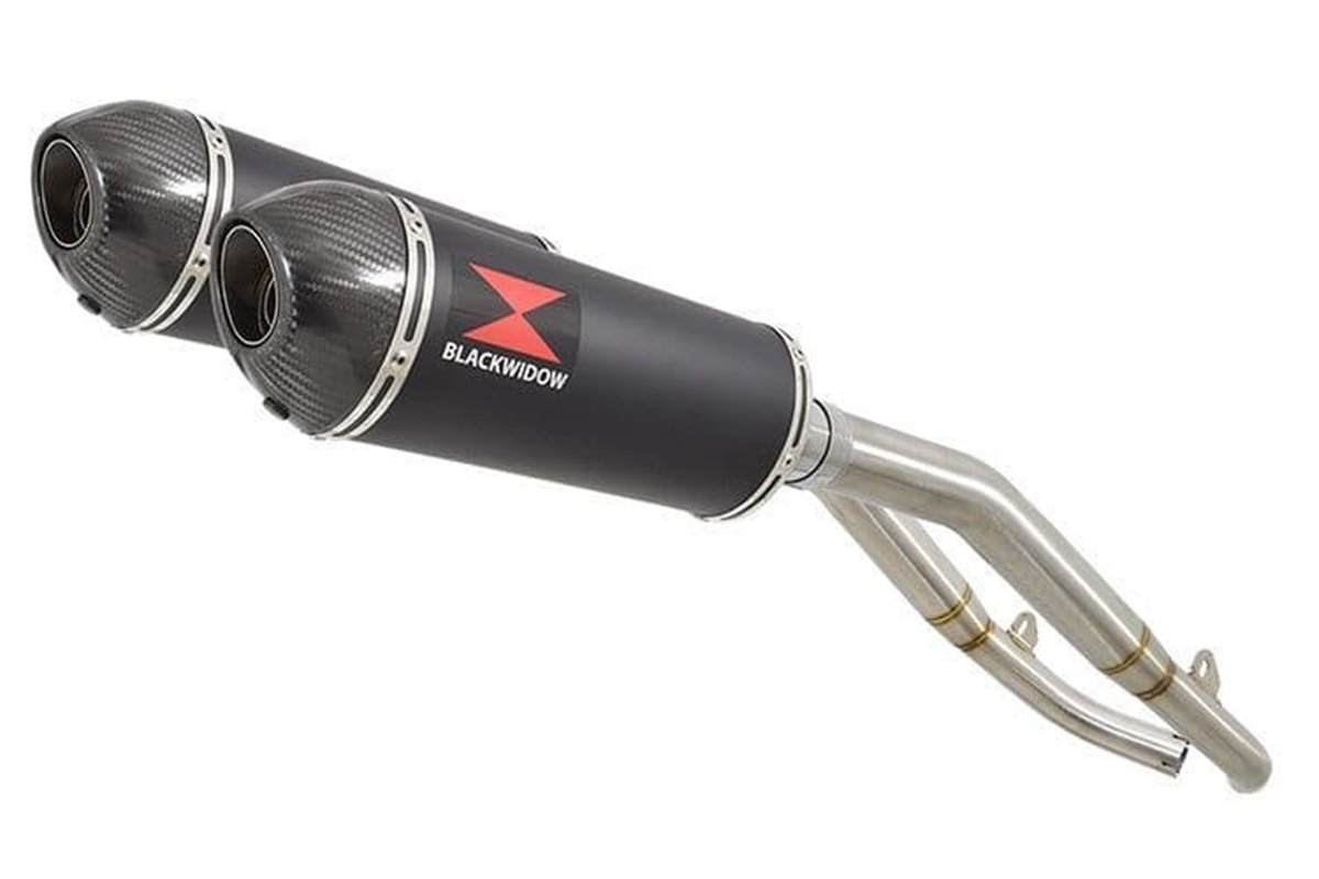 Kit Doppio Silenziatore Silenziatori Ovali Neri Con Punta In Carbonio Da 300 mm HONDA XL1000 V Varadero 1999 - 2014 Black Widow