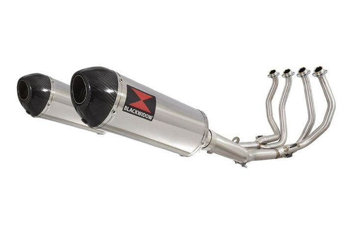 4-2 Performance Exhaust System 300mm Oval Stainless Carbon Tip Silencer SUZUKI GSX1300R Hayabusa 1999-2007 Black Widow