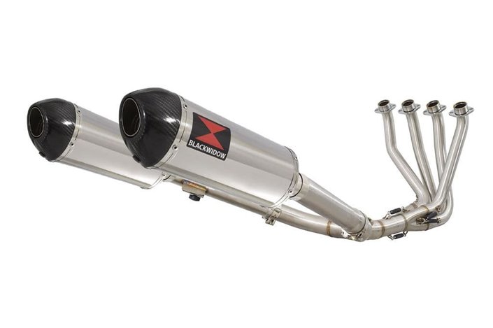 4-2 Exhaust System + 300mm Oval Stainless Carbon Tip Silencers HONDA CB 1100 X11 Black Widow