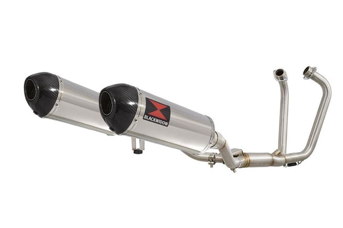 Dual Exhaust System Ovaler Schalldämpfer Mit 300 mm Carbonspitze SUZUKI GW 250 Inazuma 2012-2017 Black Widow