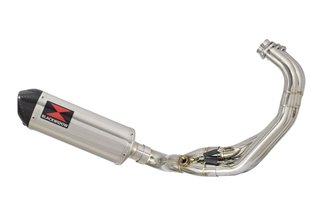 De-cat Exhaust System 300mm Oval Stainless Carbon Tip Silencer YAMAHA MT09 2013-2020 Black Widow