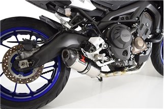 De-Cat Exhaust Ovaler Schalldämpfer Mit 300 mm Carbonspitze YAMAHA MT09 2013-2020 Black Widow