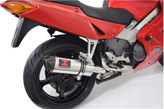 Ligne D'Échappement Complète + Silencieux Ovale 300mm Avec Embout Carbone Inox HONDA VFR800F VFR 800 1997-2003 (RC46) Black Wido