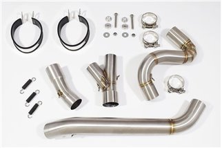 Exhaust Link Pipes + 300mm Oval Stainless Carbon Tip Silencers HONDA VFR 800 VTEC (RC46) 2002 - 2013 Black Widow