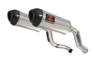 High Level Link Pipes + 300mm Oval Stainless Carbon Tip Silencers HONDA VTR1000F Superhawk (SC36) Black Widow