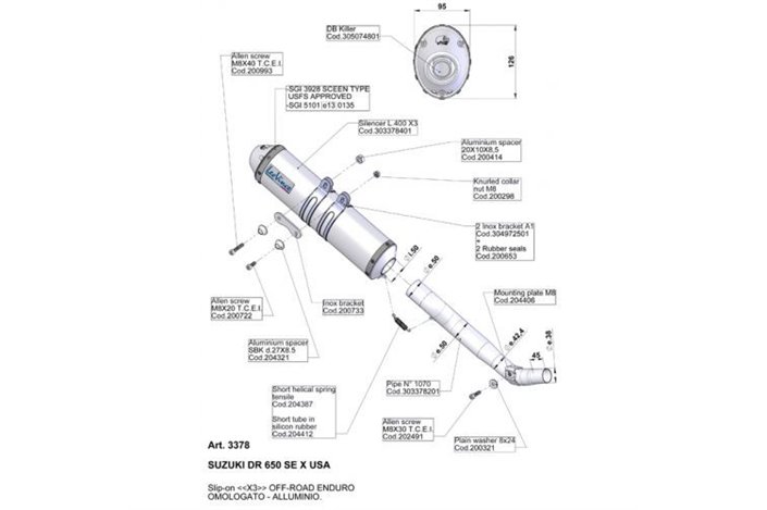 Scarico Terminale Leovince 3378 X3 Suzuki Dr 650 Se 1996 - 2015