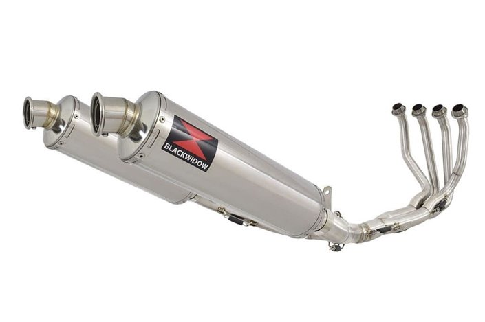 4-2 De-Cat Performance Exhaust System 400mm Round Stainless Silencers KAWASAKI Z900RS & Cafe Black Widow