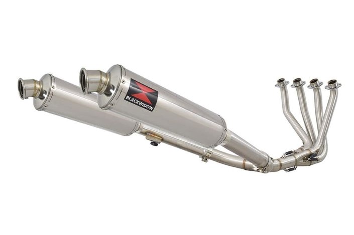 4-2 Exhaust System + 400mm Round Stainless Silencers HONDA CBR 1100 XX Blackbird Black Widow