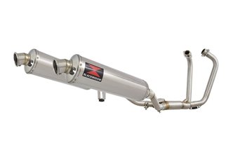 Twin Exhaust System 400mm Round Stainless Silencer SUZUKI GW 250 Inazuma 2012-2017 Black Widow