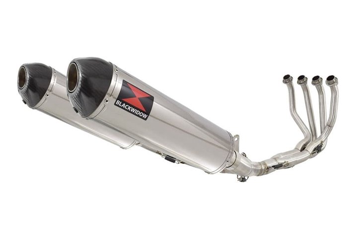 4-2 De-Cat Performance Exhaust System 400mm Oval Stainless Carbon Tip Silencers KAWASAKI Z900RS & Cafe Black Widow