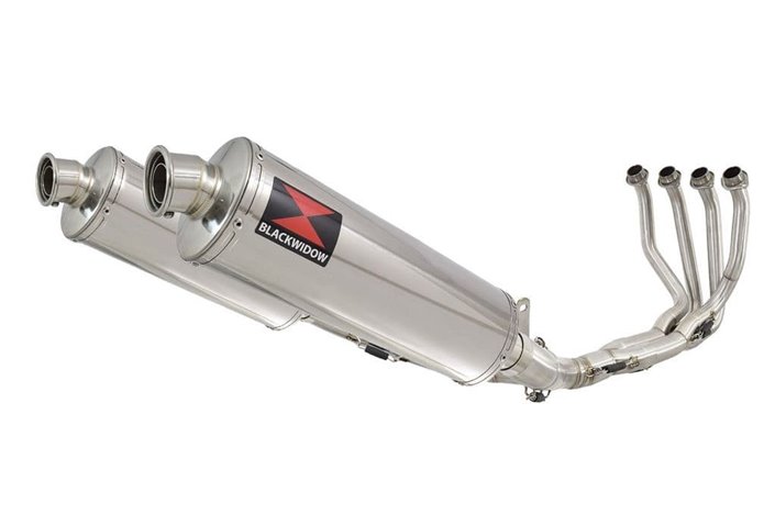 4-2 De-Cat Performance Exhaust System 400mm Oval Stainless Silencers KAWASAKI Z900RS & Cafe Black Widow