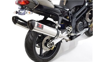 400 mm Ovaler Edelstahlauspuff + Carbonspitze APRILIA SL1000 Falco 1999-2005 Black Widow